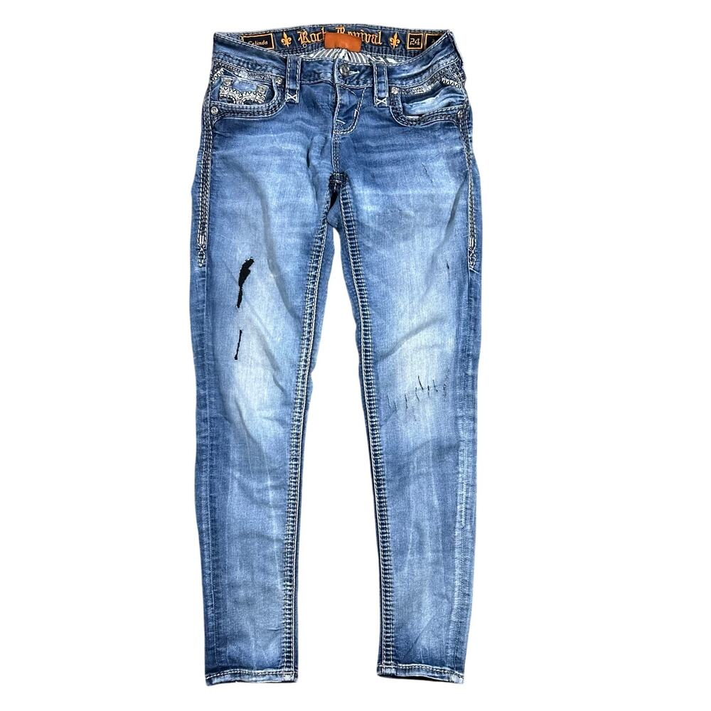 Rock Revival Women’s Jeans Size 24 Celinda Low Rise Ankle Skinny Embellished